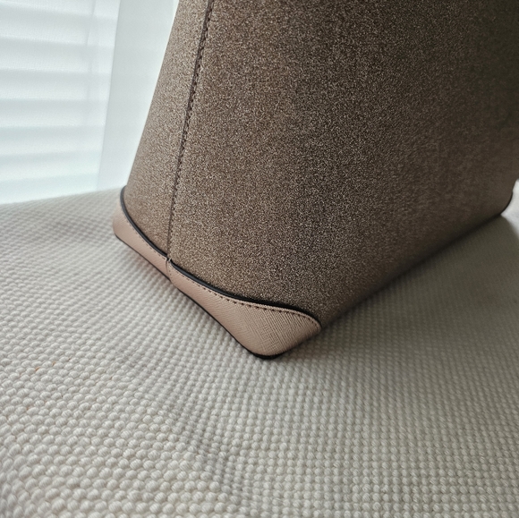 KATE SPADE Large Tote Shoulder Bag Rose Gold Shimmy Glitter NWT - Picture 6 of 15